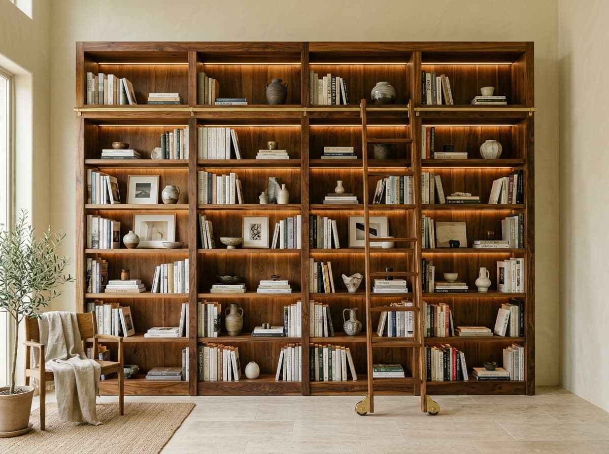 Kothi Floor-to-Ceiling Library Wall - Wood B' Mine bespoke furniture
