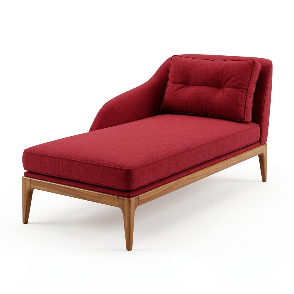 Artisanal Crimson Chaise Daybed - Profile View