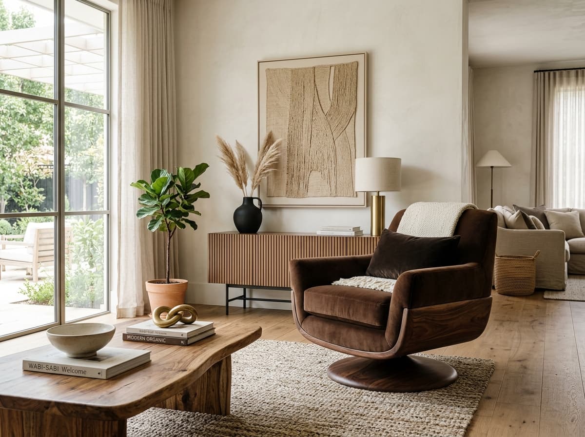 WoodBMine Velvet and Timber Lounge Armchairs